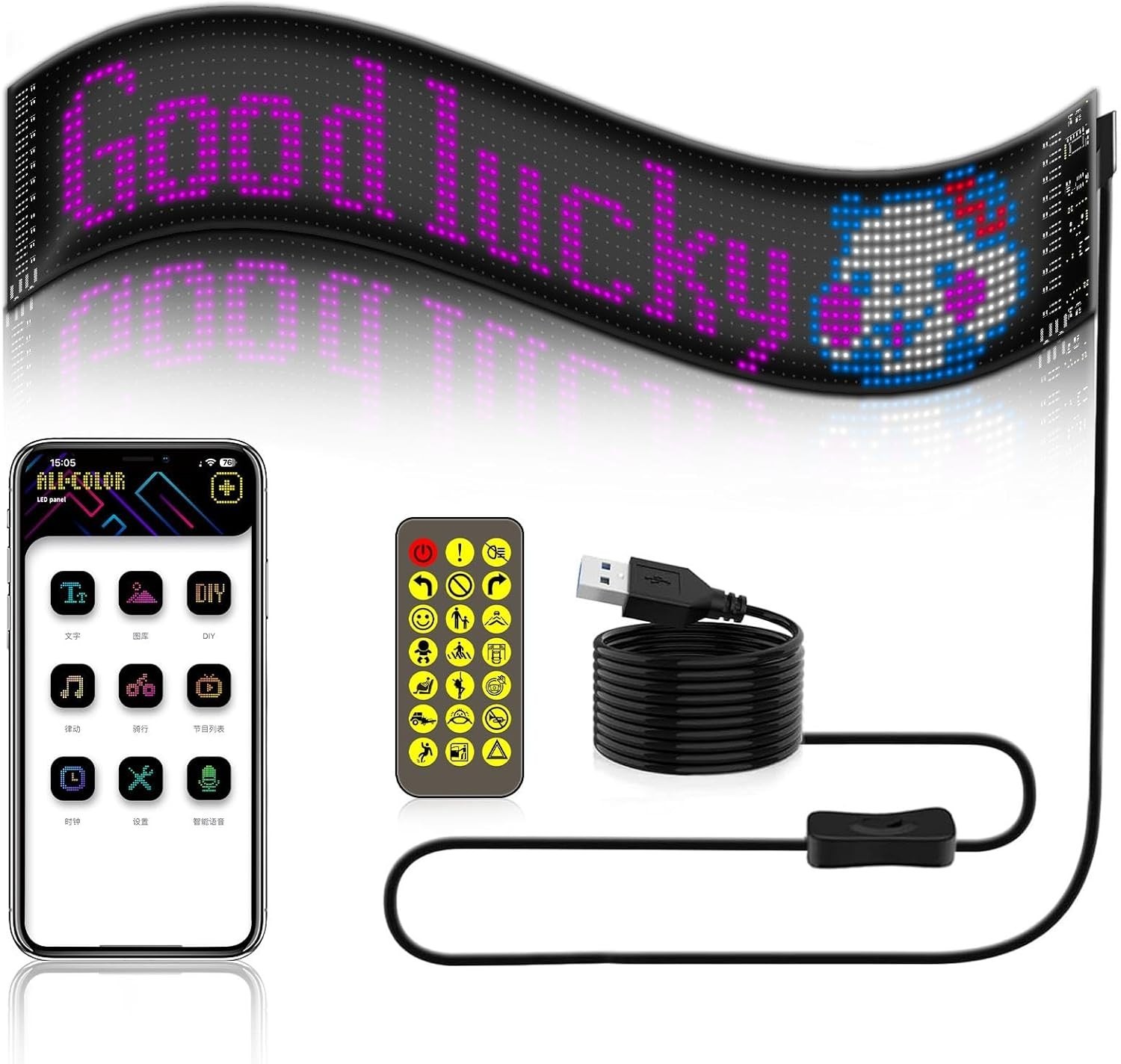 Programmable LED Message Board – 23×4″ Digital Scrolling Sign with App Control