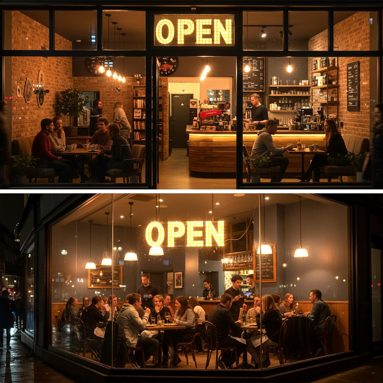 Dimmable 48″ LED Open Sign – Warm White Light for Business & Storefronts