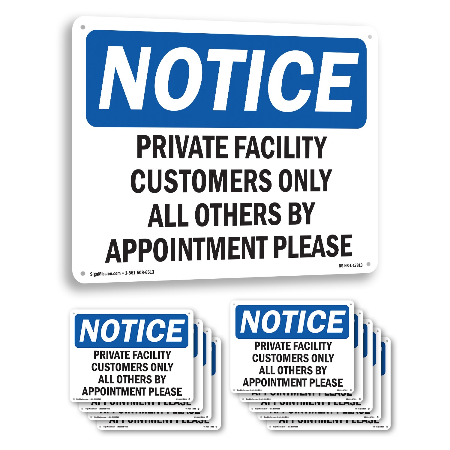 Private Facility Customers Only All Others OSHA Notice Sign, Decal 5 or 10 Pack
