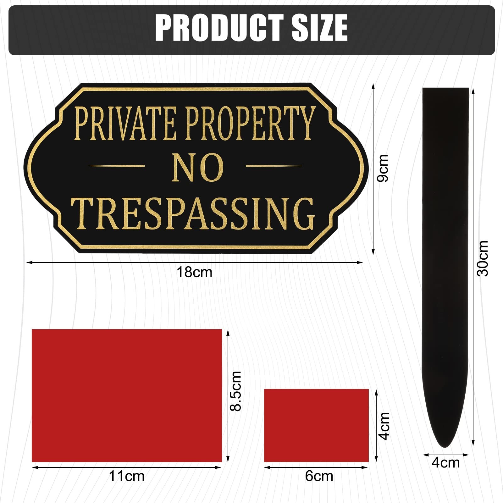 Private Property No Trespassing Sign 1 Set, Garden Stake Adhesive Warning Plaque