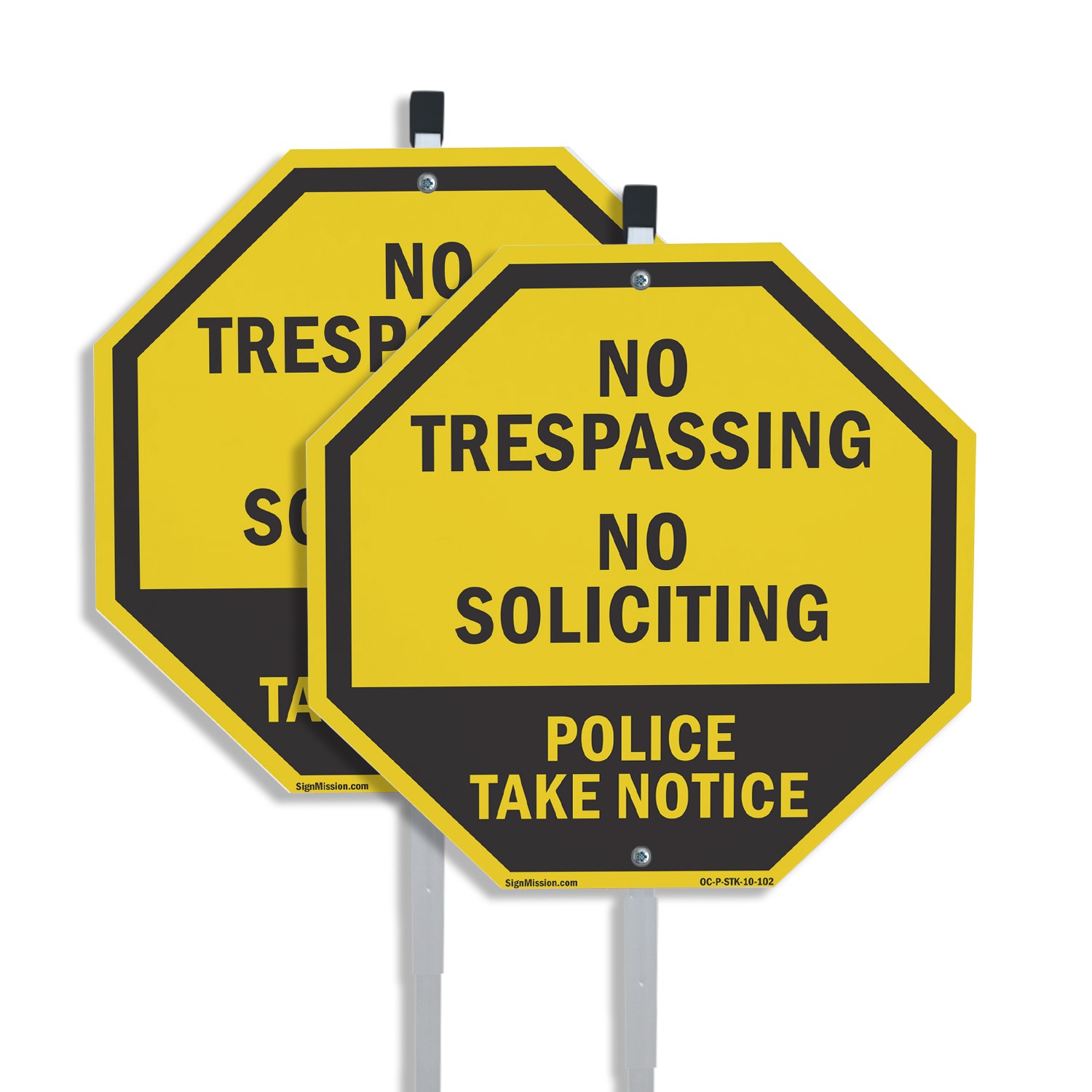 No Trespassing No Soliciting Poli Octagon Sign With Stake Weather Resistant