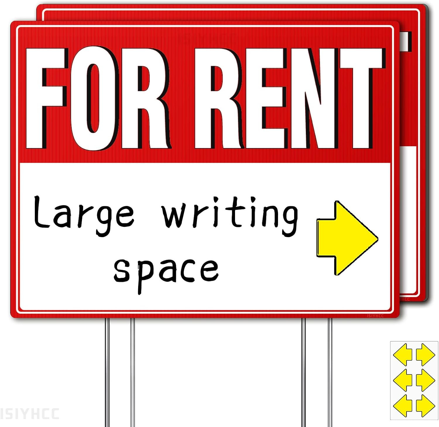 2 Pack For Rent Sign with Stakes, 17×13″ Double-Sided Yard Sign – Extra Large Wr