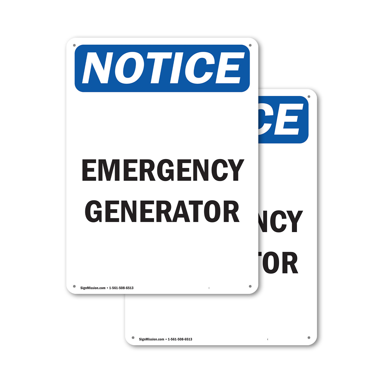 (2 Pack) Emergency Generator OSHA Notice Sign Decal Metal Plastic