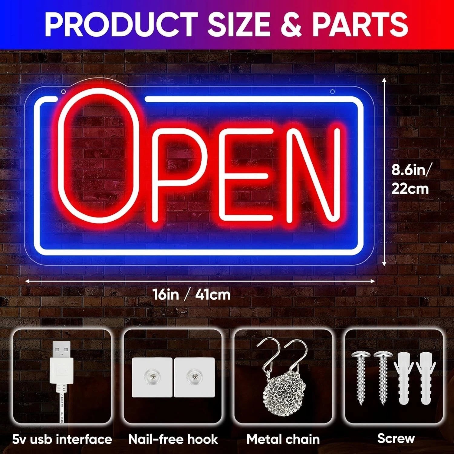Led Neon Open Sign for Business Window, Light up Open Sign for Store Carteles Le