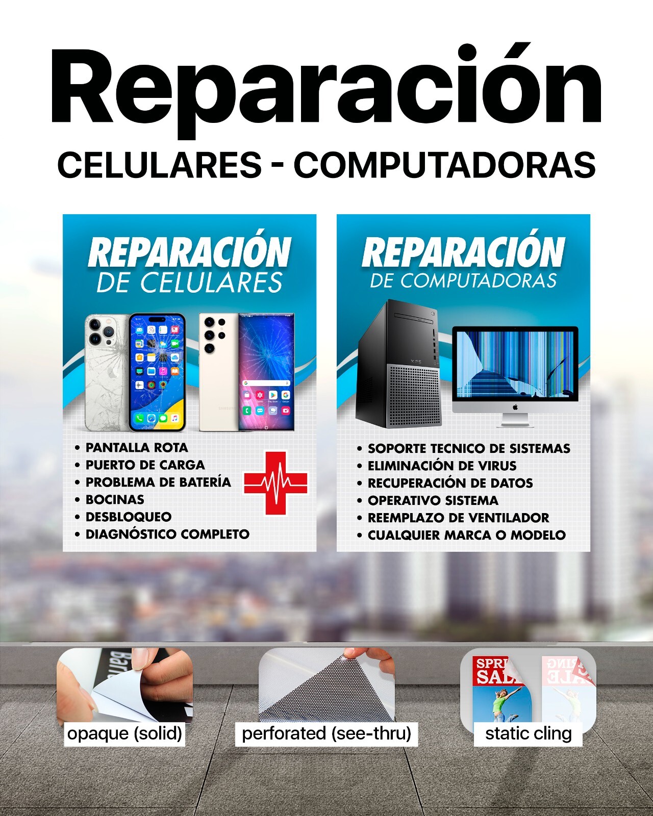 Reparación de celulares Cell Phone Computer Repair banner sign iphone android