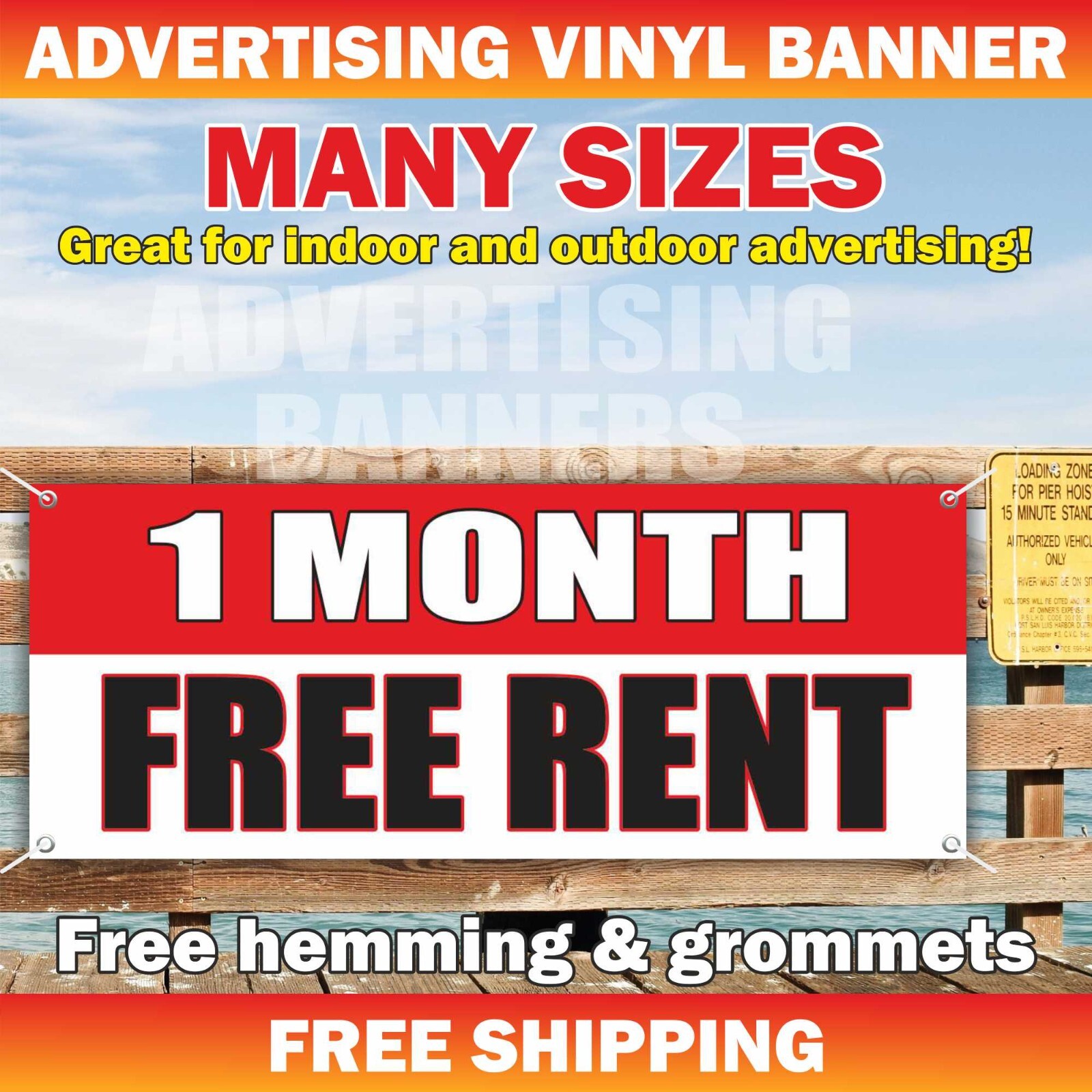1 MONTH FREE RENT Advertising Banner Vinyl Sign apartment room realtor space
