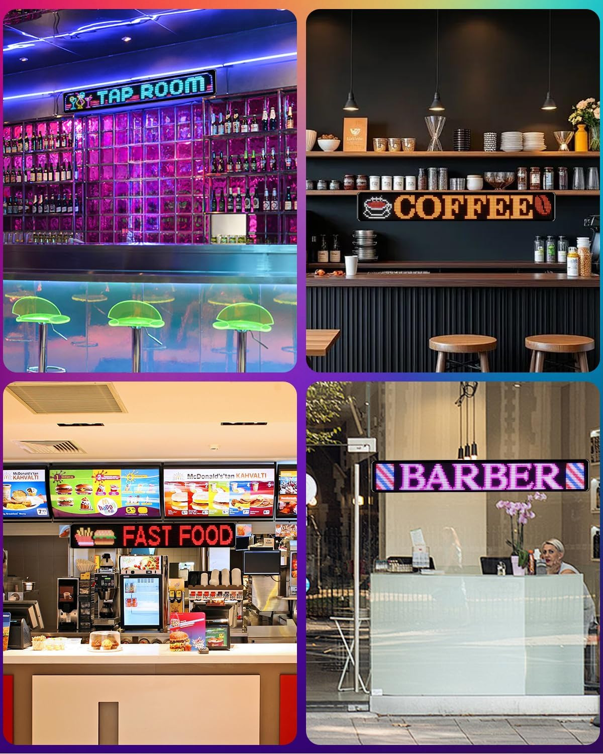 Large 52″*7.5″ Programmable LED Sign with Remote & App Control for Businesses
