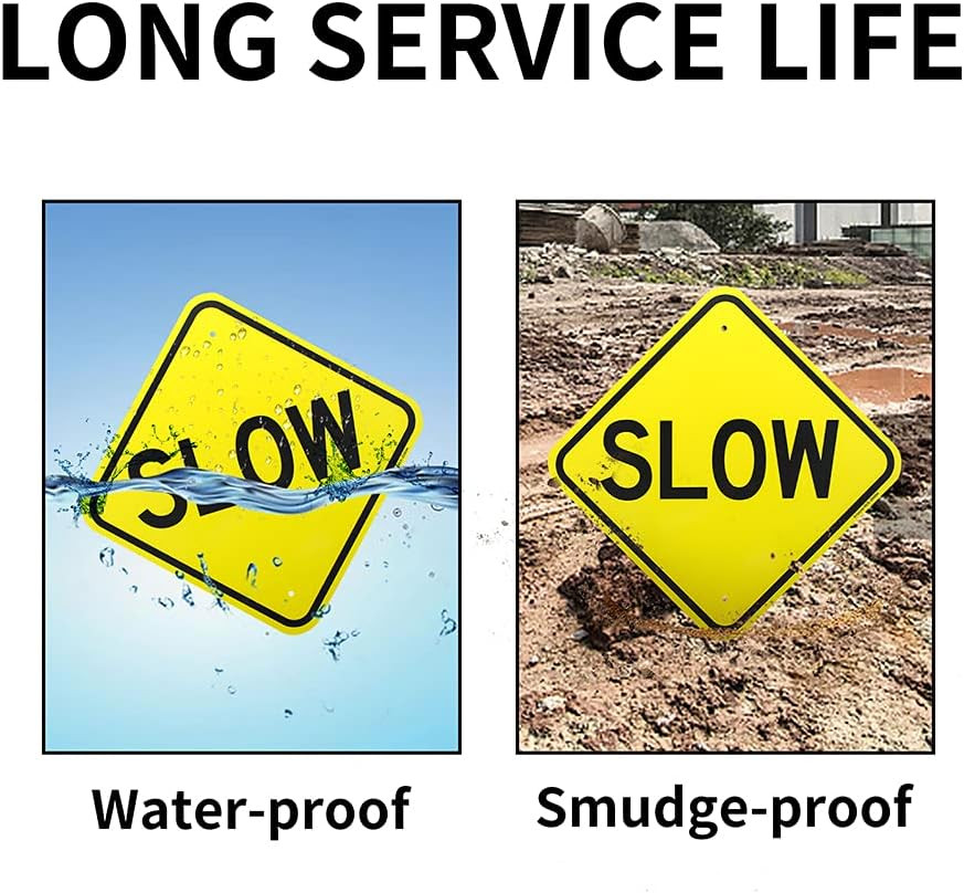 Slow Sign， – 12″X 12″ – .040 Aluminum Reflective Sign Rust Free Aluminum-Uv Prot