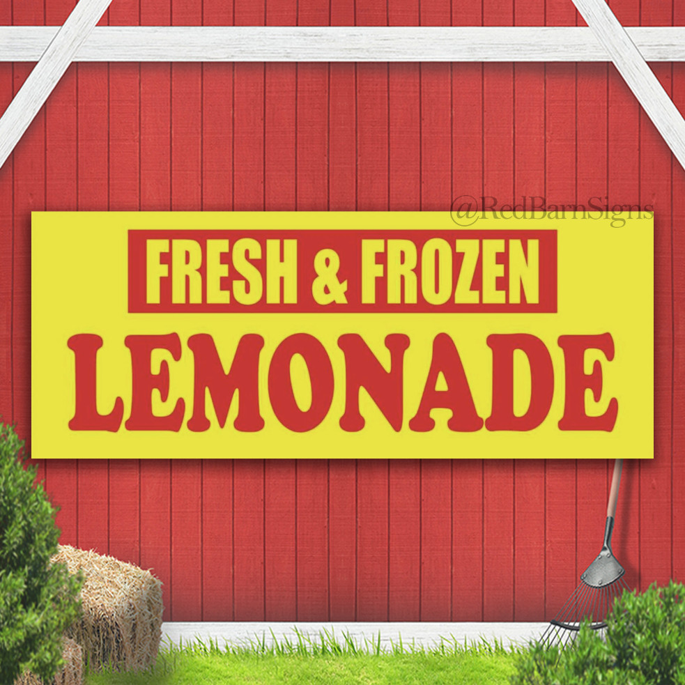 FRESH & FROZEN LEMONADE Advertising Banner Vinyl Mesh Sign Cold Ice Drink Bar