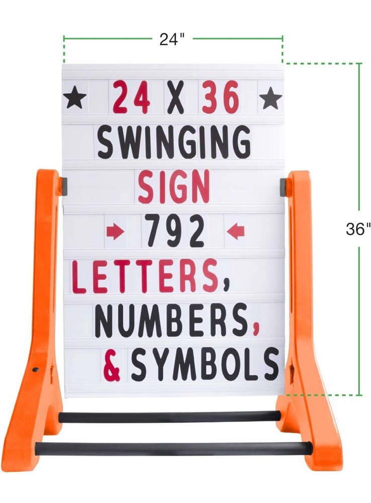 EXCELLO GLOBAL PRODUCTS Swinging Changeable Message Sidewalk Sign: 24″ X 36″ wit