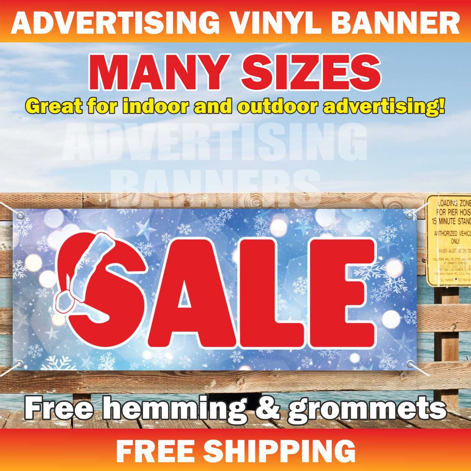 Christmas SALE Advertising Banner Vinyl Mesh Sign Merry Xmas Holidays New Year