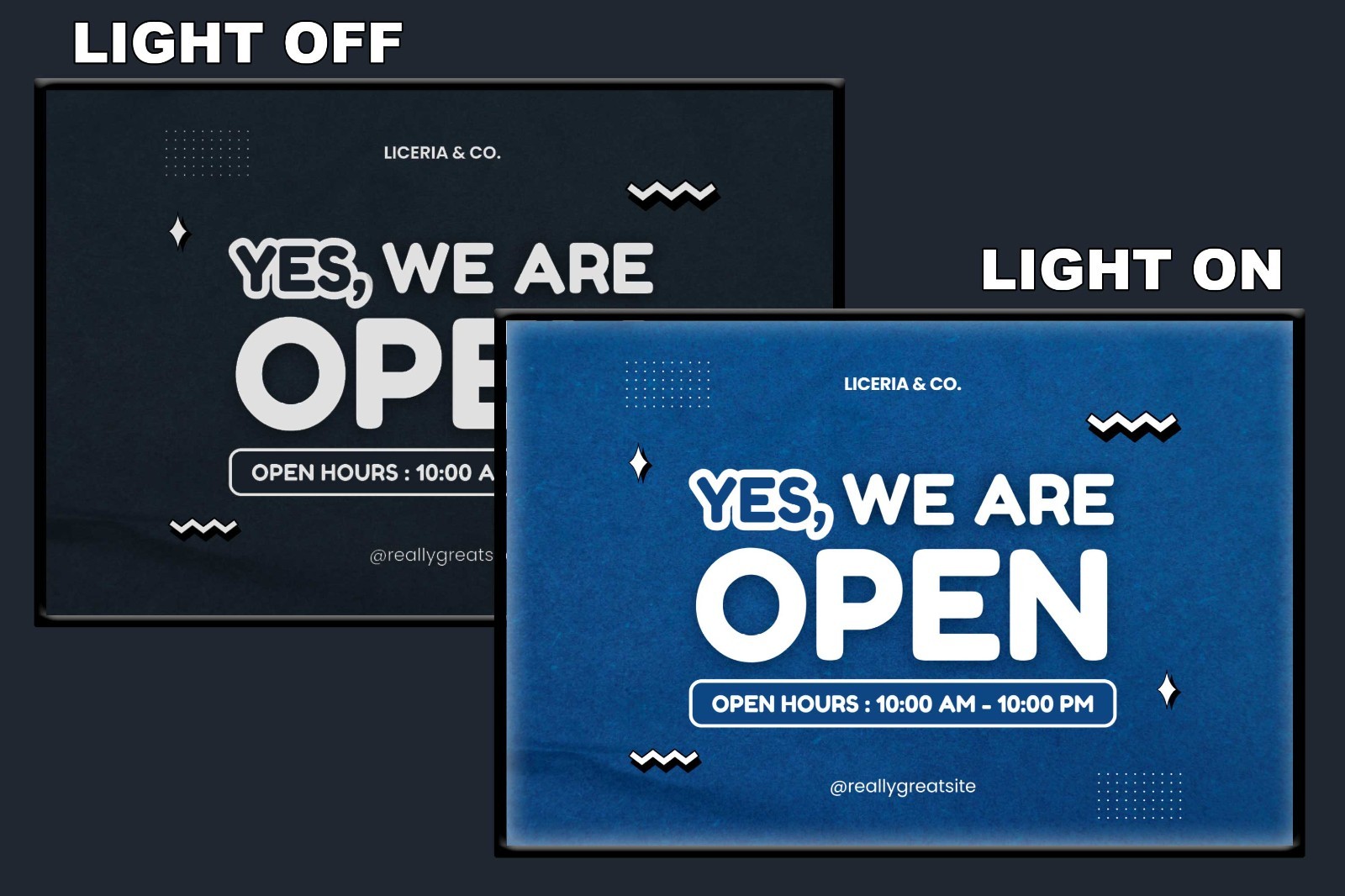 Custom LED Open Sign with Business Hours Personalized Light Box