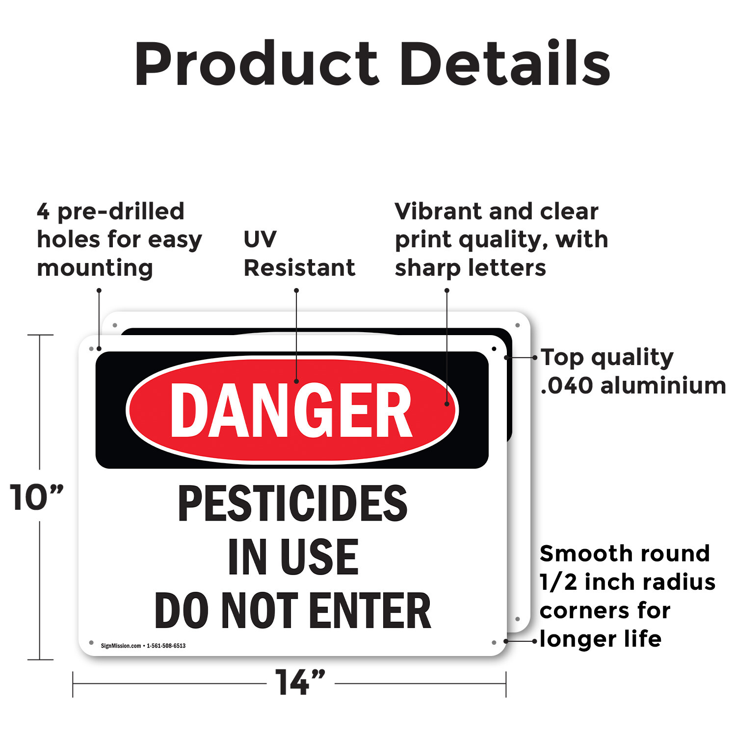 (2 Pack) Pesticides In Use Do Not Enter OSHA Danger Sign Decal Metal Plastic