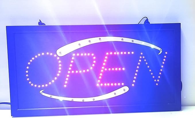 10×19 in LED Open Sign Blue and Red Illuminated Display LD-8200