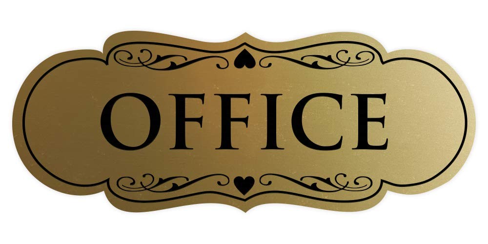 Designer Office Sign | Easy Installation – Brushed Gold – Medium 1 Pack