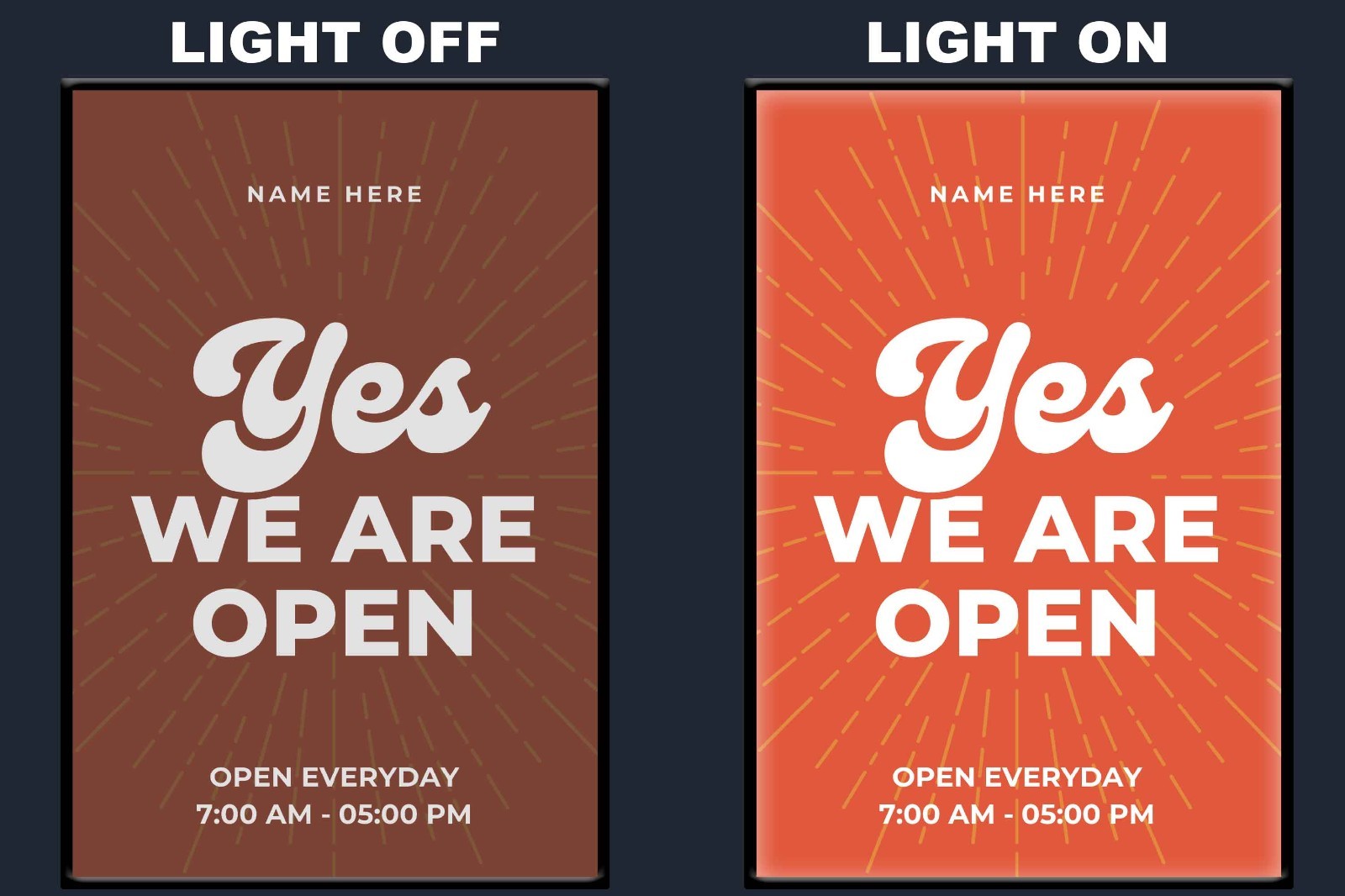 LED We’re Open Sign Light Box Wall Mounted Backlit Business Store Display