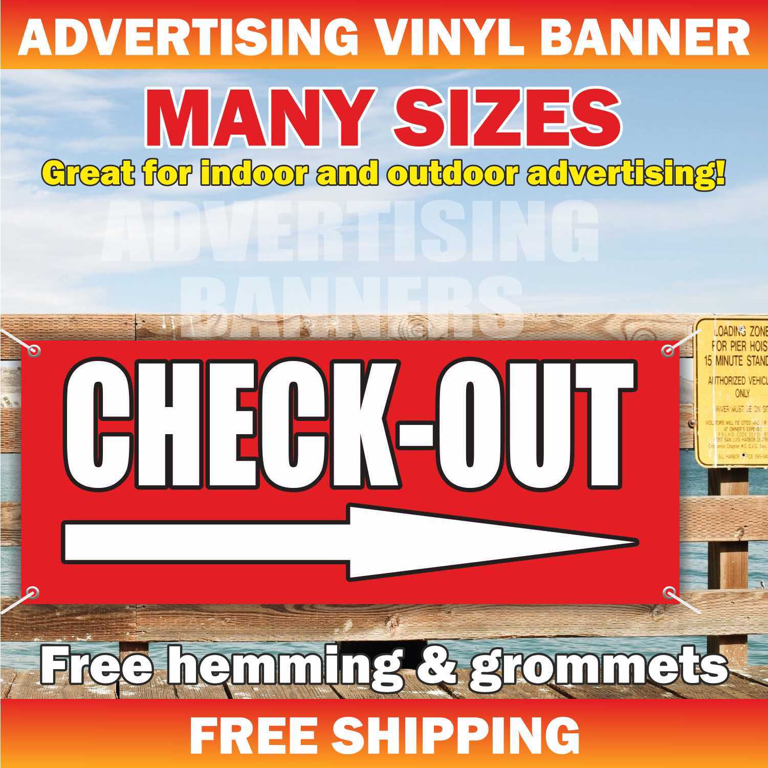 Check-out Advertising Banner Vinyl Sign Check-in hotel reception motel guest