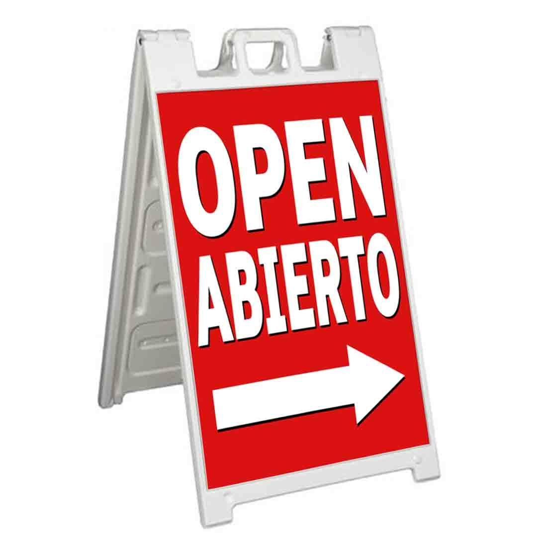 OPEN ABIERTO Signicade 24×36 Aframe Sidewalk Sign Banner Decal RIGHT ARROW