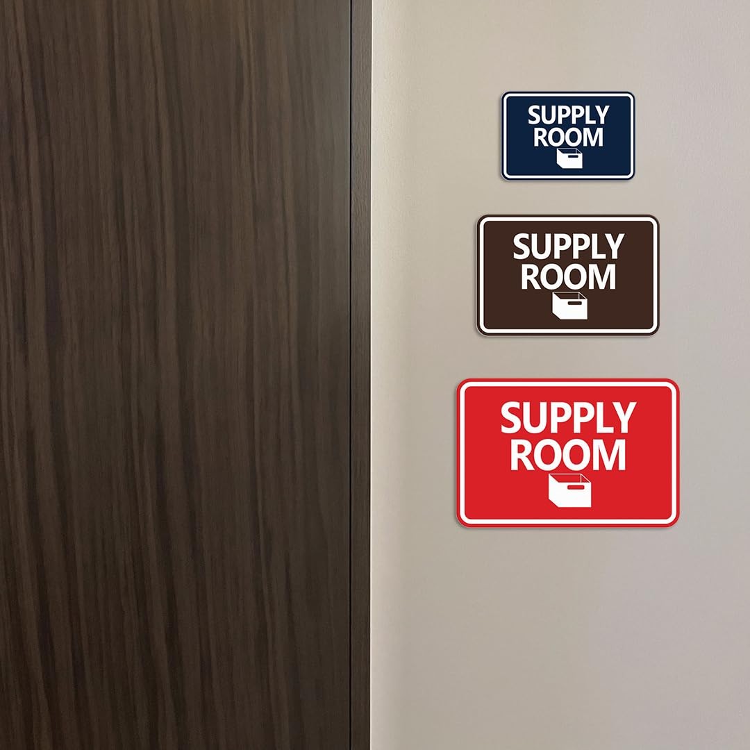 Classic Framed Supply Room Sign Brushed Gold Large Wall Door Notice Plaque