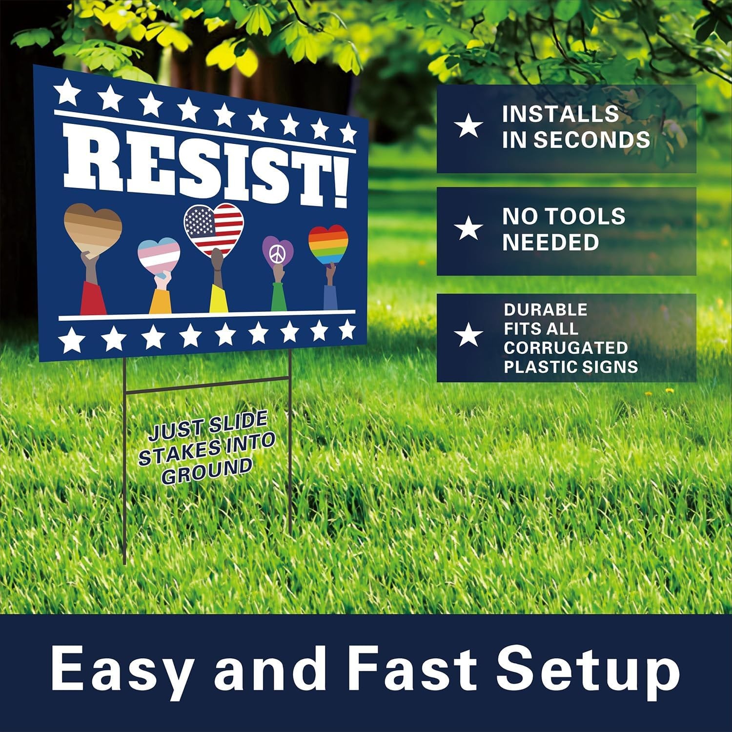 Resist! Sign Political Protest Yard Sign Save Democracy Yard Signs Double Sided