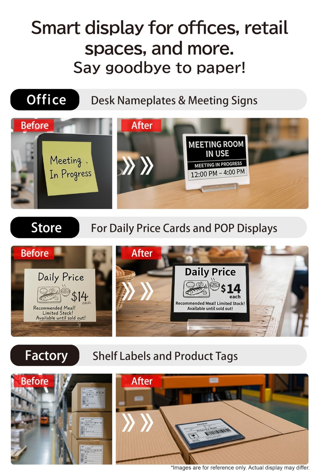 Santek EZ Sign NFC E-Paper Display, No Battery & 2-Color Rewritable Display IP65