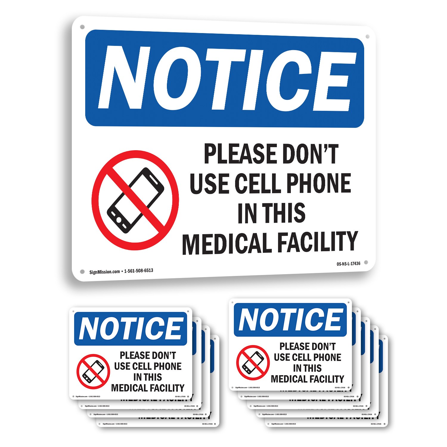 Please Don’t Use Cell Phone OSHA Notice Sign Metal, Plastic, Decal 5 or 10 Pack