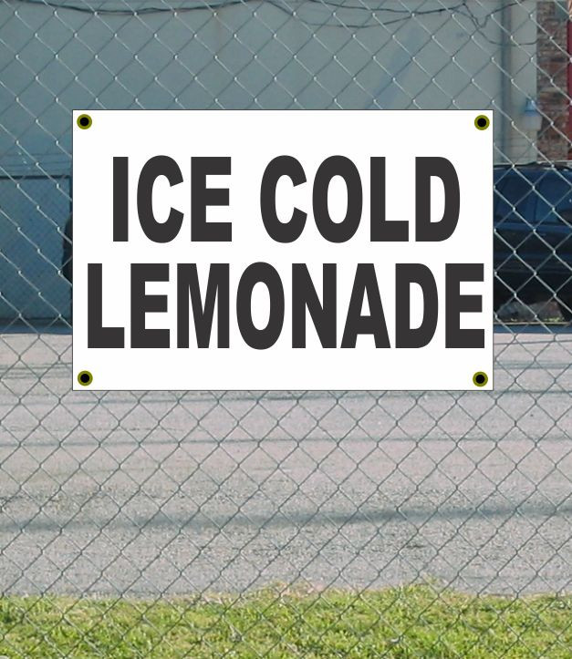 2×3 ICE COLD LEMONADE Black & White Banner Sign NEW Discount Size & Price
