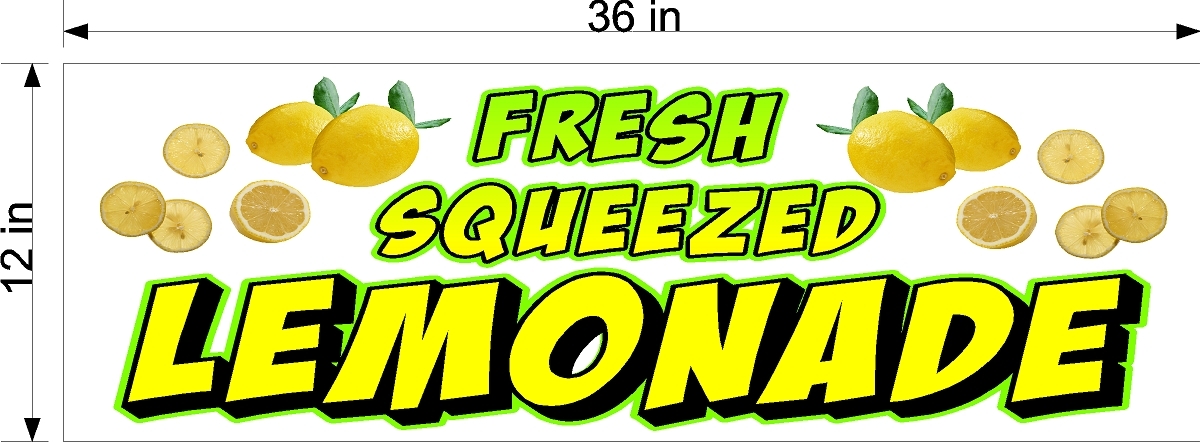 12″ x 36″ VINYL BANNER FRESH SQUEEZED LEMONADE LEMONS DRINK