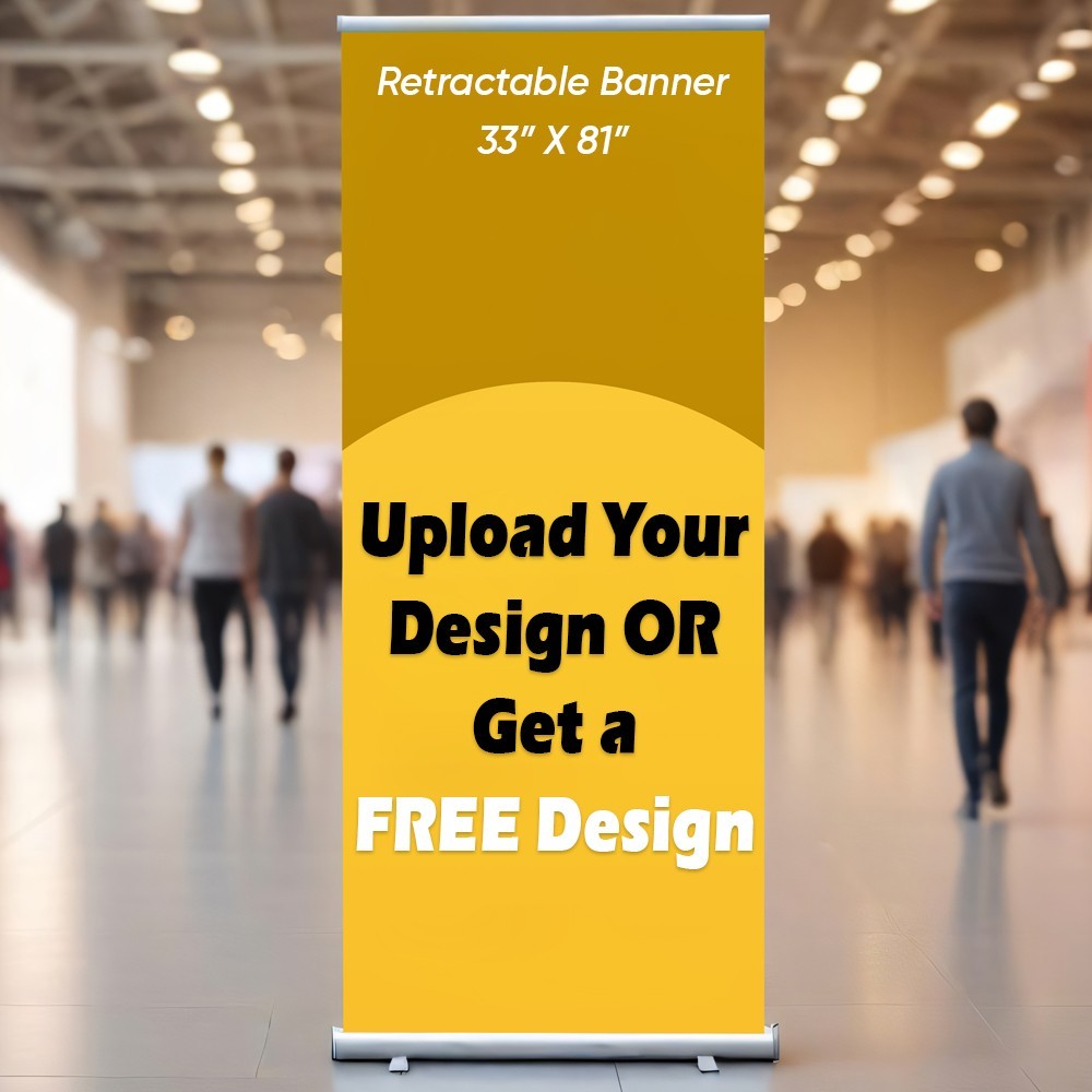 33″x81″ – Custom Premium Retractable Banner with stand For Events – FREE DESIGN