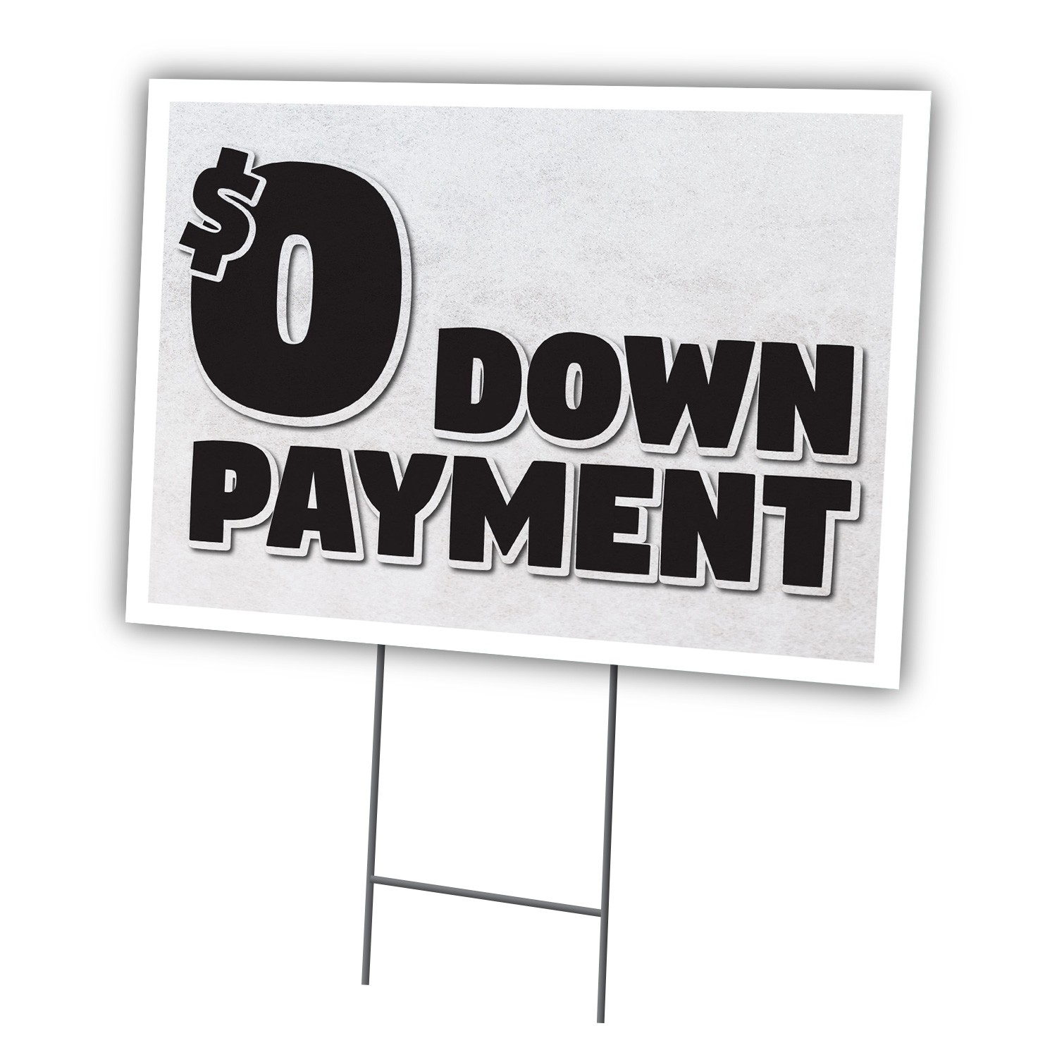 $0 Down Payment Yard Sign & Stake Coroplast Auto Shop Car Dealer Dealerships