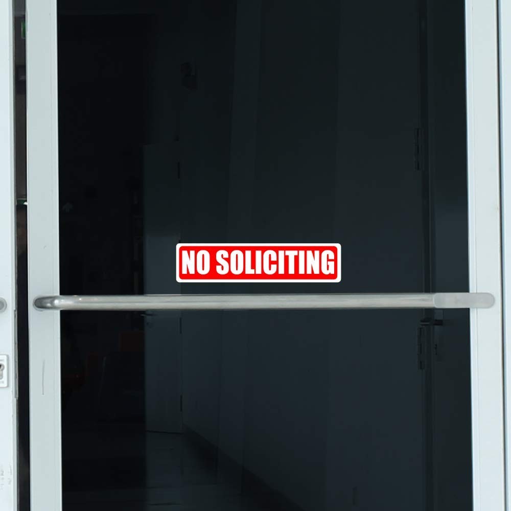 2 Pack 8×2 Inch No Soliciting Sign Vinyl Decal Signs for Door or Window