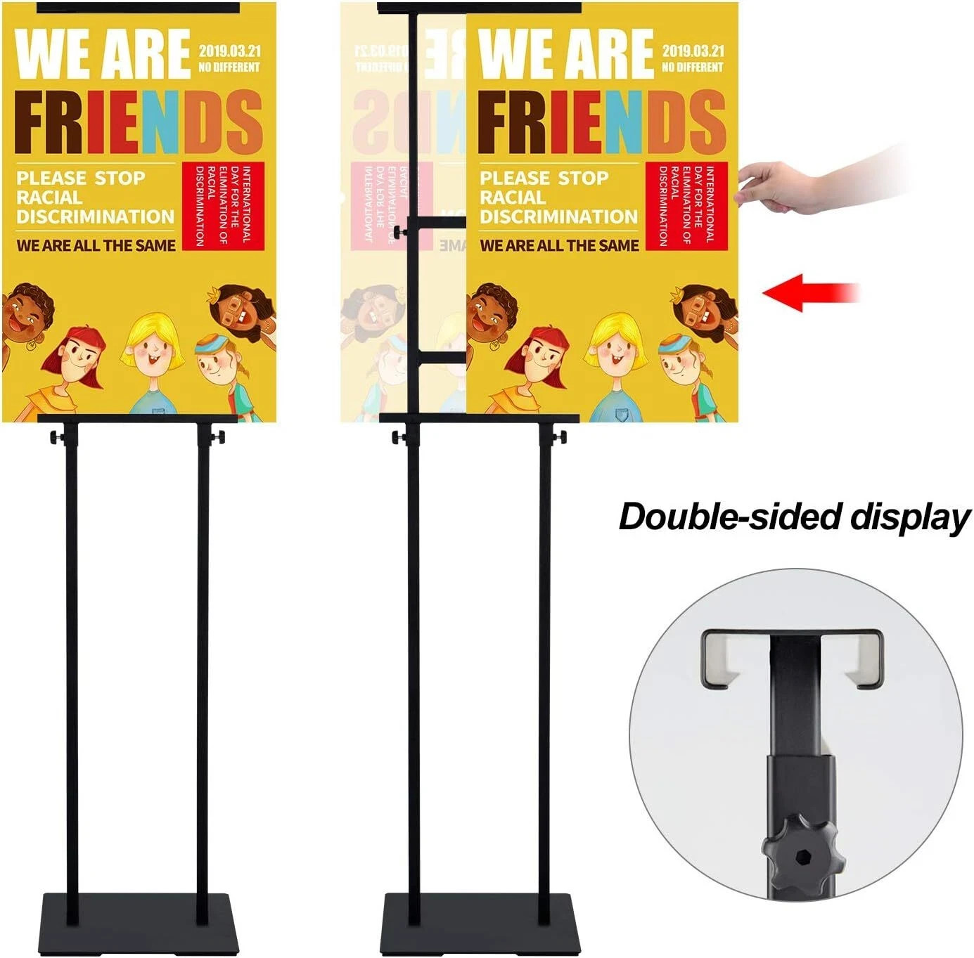 Klvied Heavy Duty Poster Stand with Non-Slip Mat Base, Adjustable Pedestal Si…