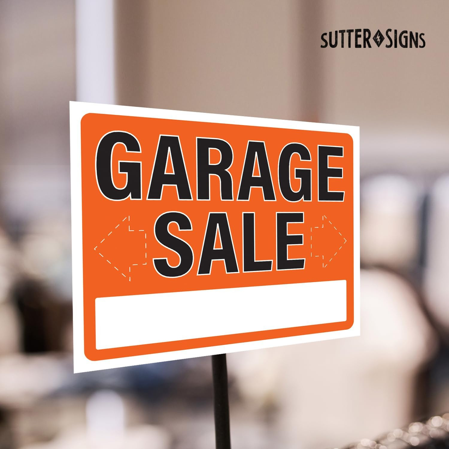 4Pk Garage Sale Signs | Large Weatherproof Plastic Signs with Fill in Arrows and