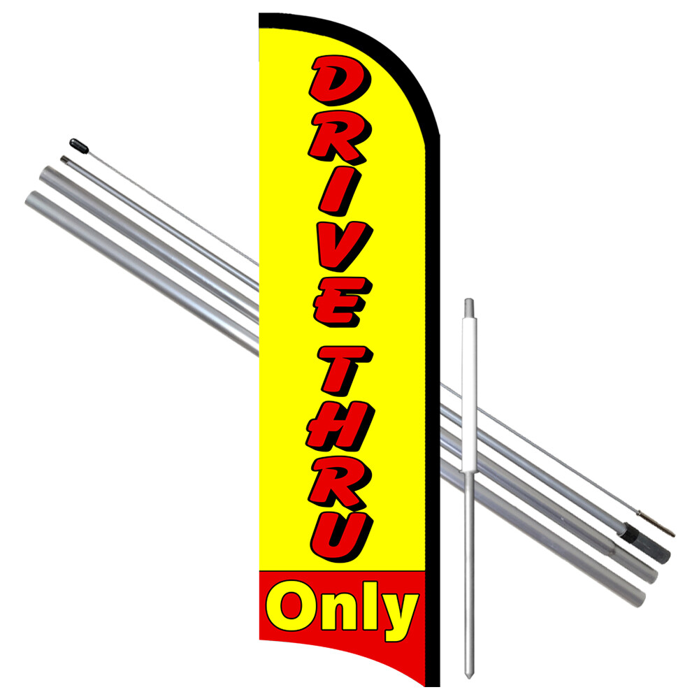 Drive Thru Only Premium Windless Feather Flag Bundle (Complete Kit) OR Optional