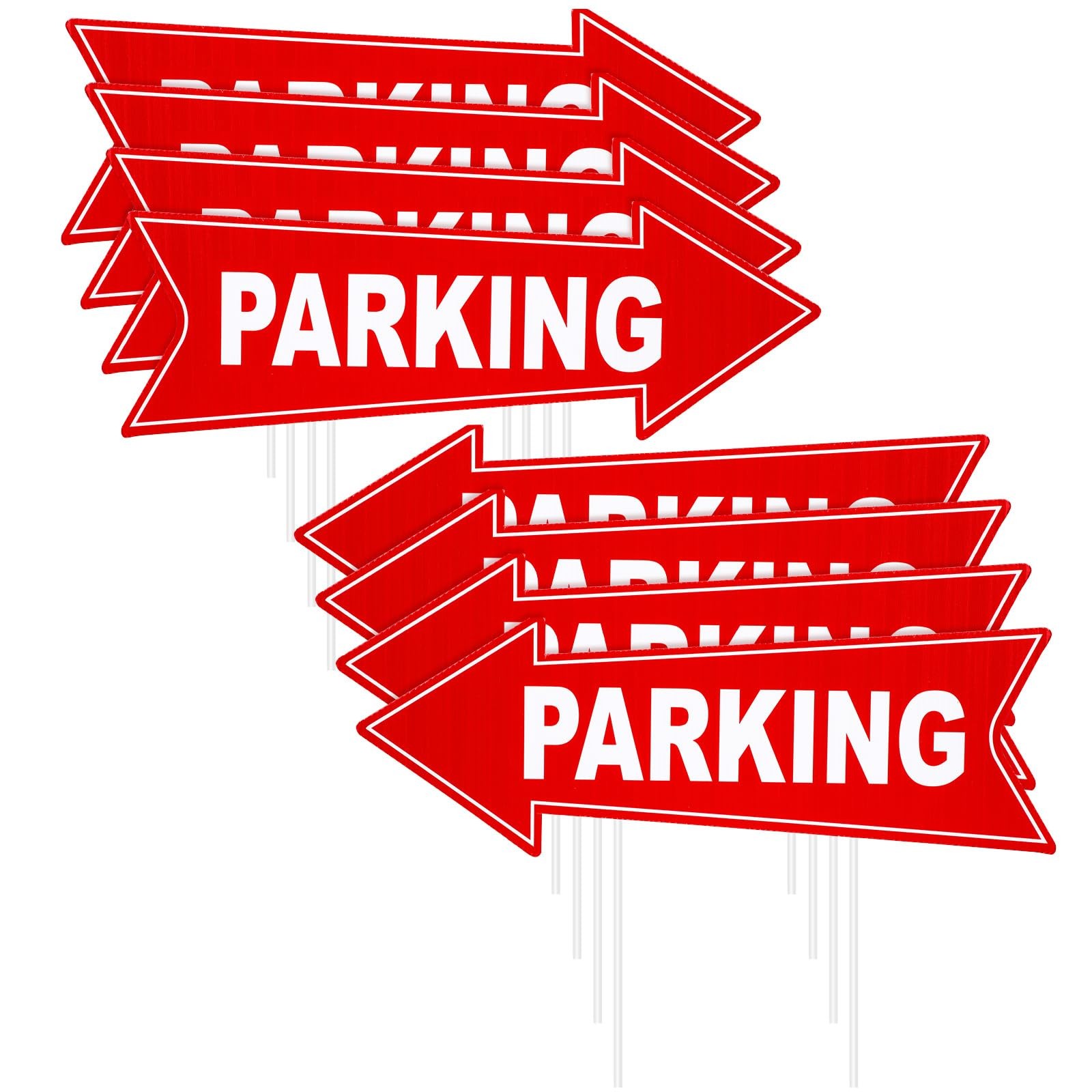 8 PCS Parking Sign with Stake 17×6 Inch Double Sided Directional Arrow Signs