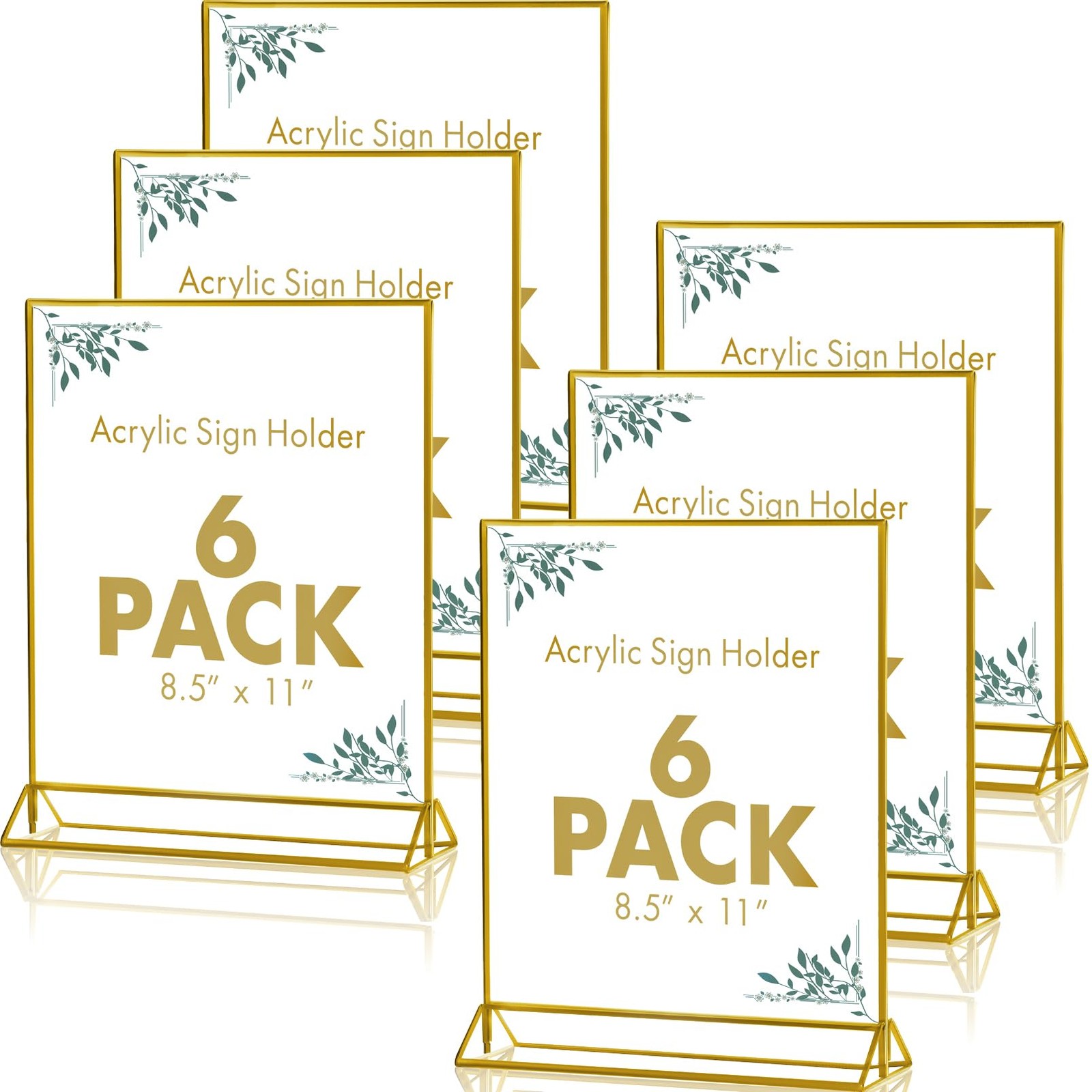 Loccmat Acrylic Sign Holder 8.5X11,Double Sided Gold 8.5×11 inches, clear