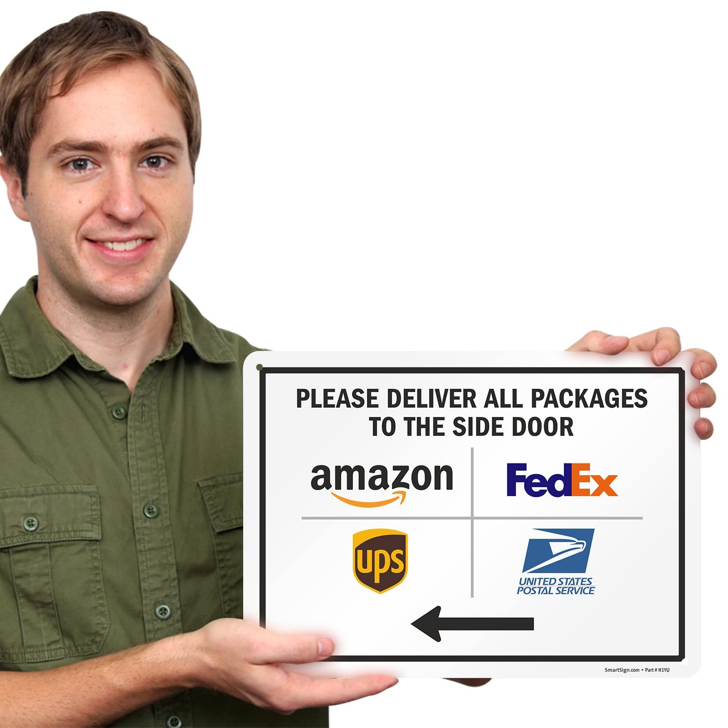 10 x 14 inch “Please Deliver All Packages to The Side Door” Metal Sign with L…