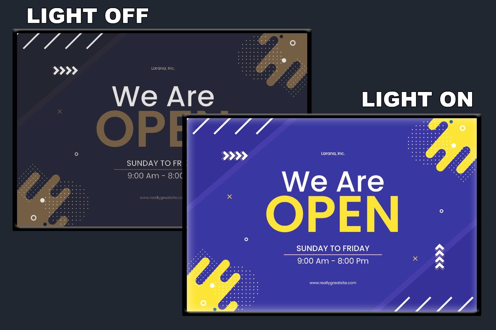 Custom LED Open Sign with Business Hours Personalized Light Box
