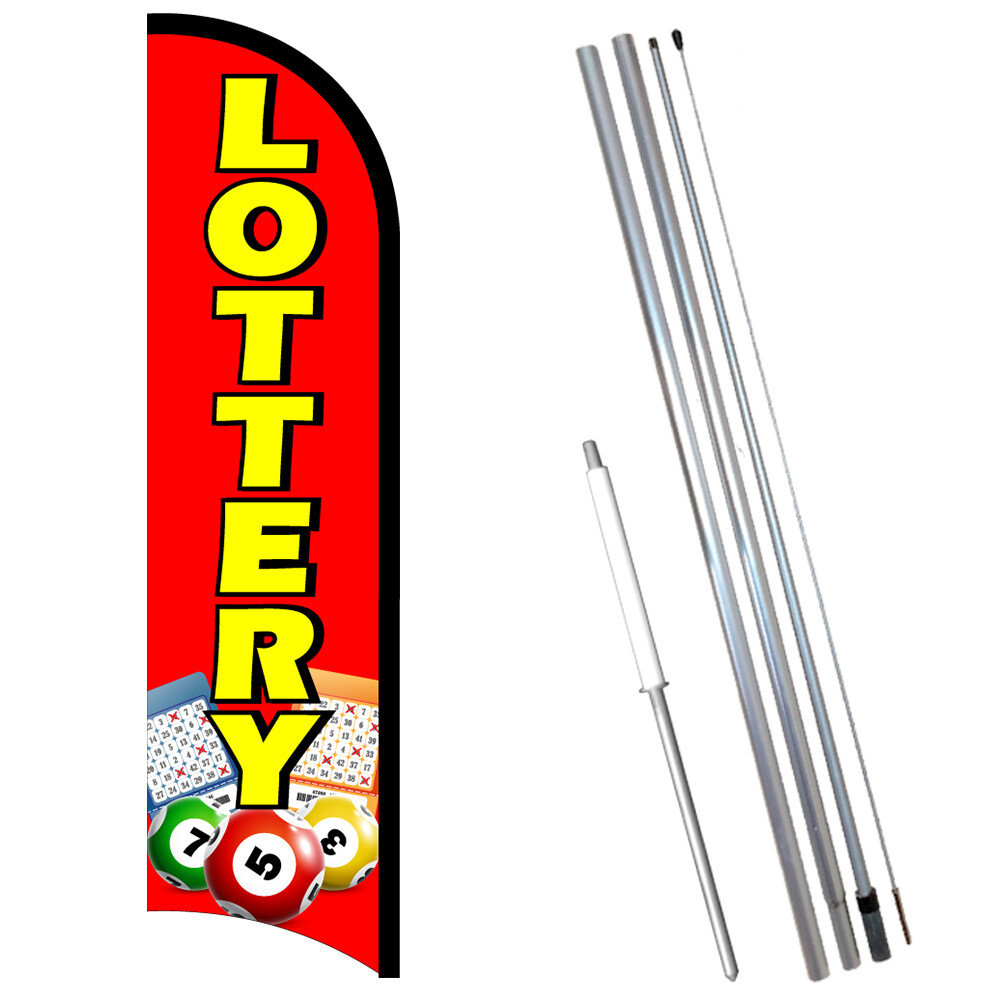 Lottery Premium Windless Feather Flag Bundle (Complete Kit) OR Optional Replace