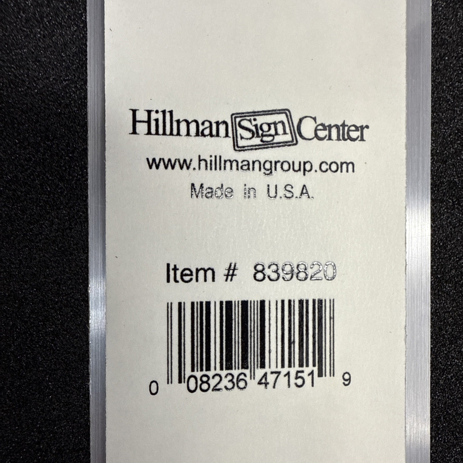 PLEASE USE OTHER DOOR DECAL 2” X 8” Hillman 839820 Brushed Aluminum Black Letter