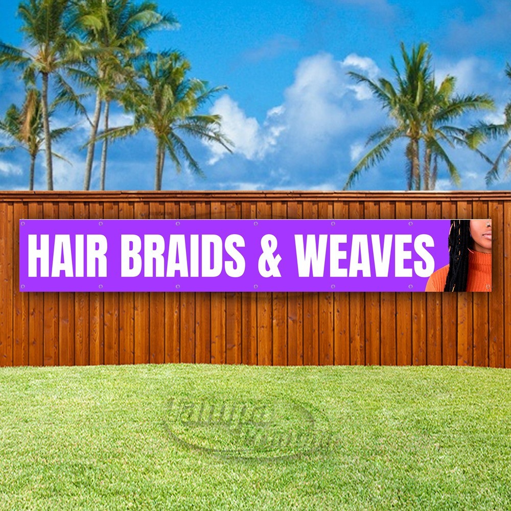 HAIR BRAIDS & WEAVES Advertising Beauty Vinyl Banner Flag Sign USA XL02121