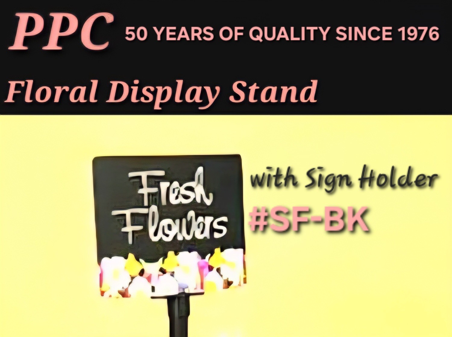 Polly Products Floral Metal Floor Stand w/Bucket & Sign Holder #SF-BK