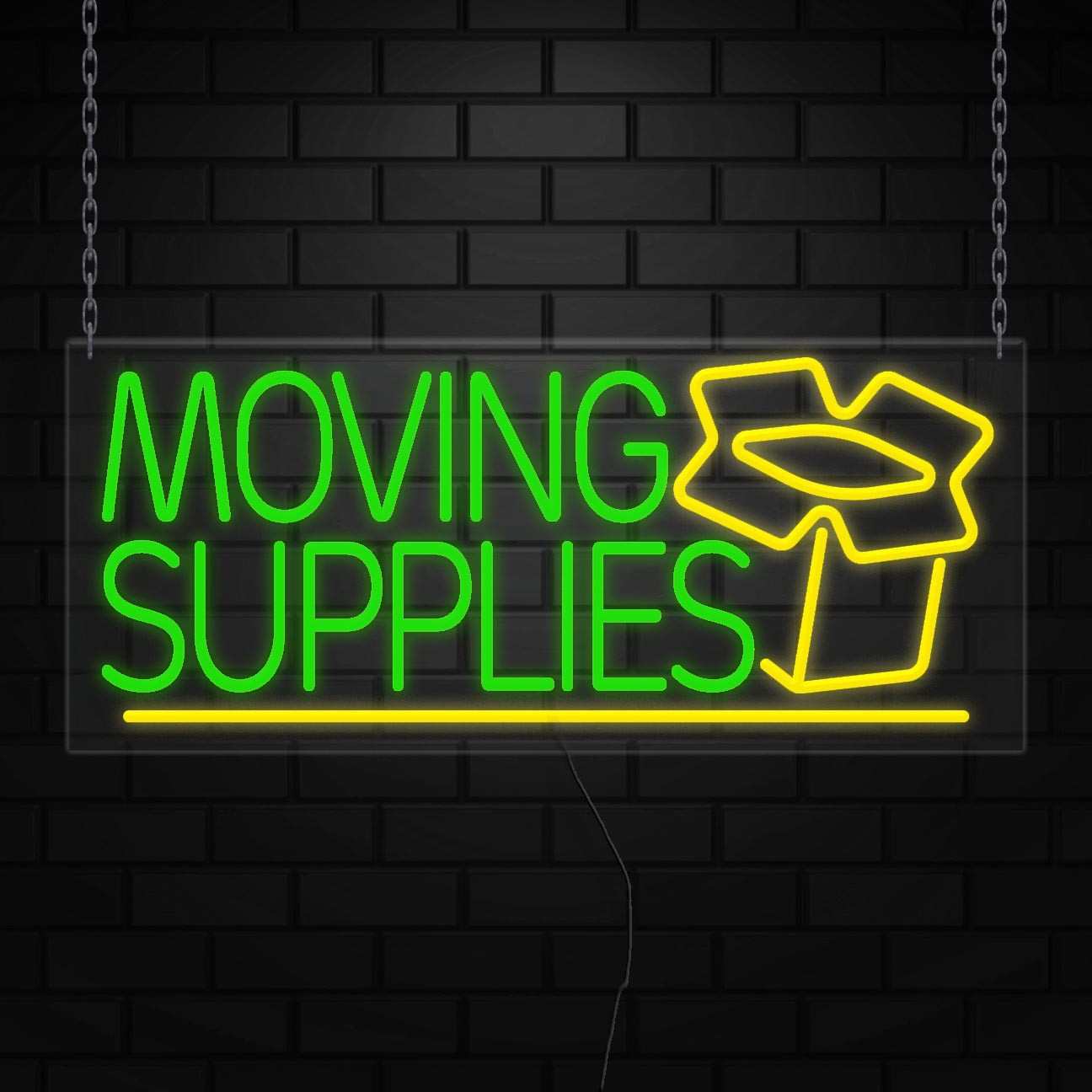 Moving Supplies Sign for Business Displays | LED Flex Neon | 32″W x 13″H x 1″D