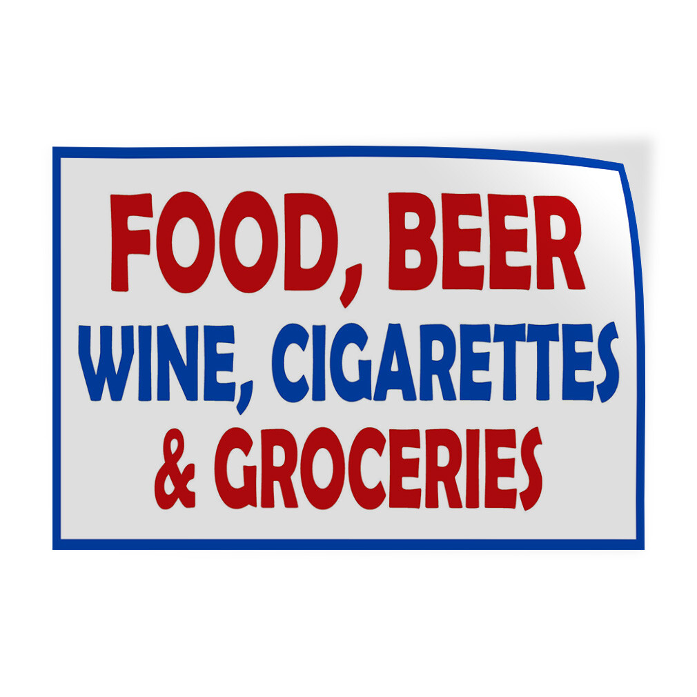 Decal Stickers Food Beer Wine Cigs and Groceries Vinyl Store Sign Label Retail