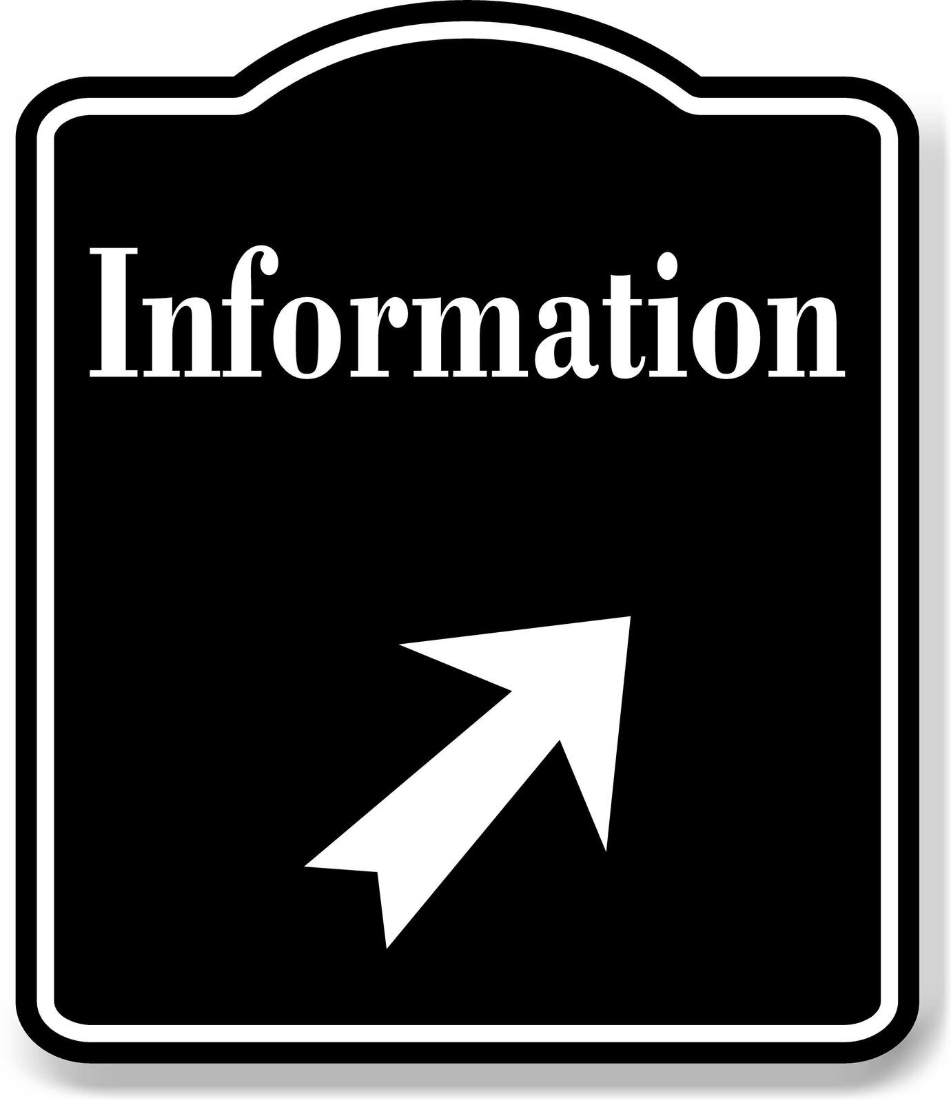 Information 45 Degree Up Right Arrow BLACK Aluminum Composite Sign