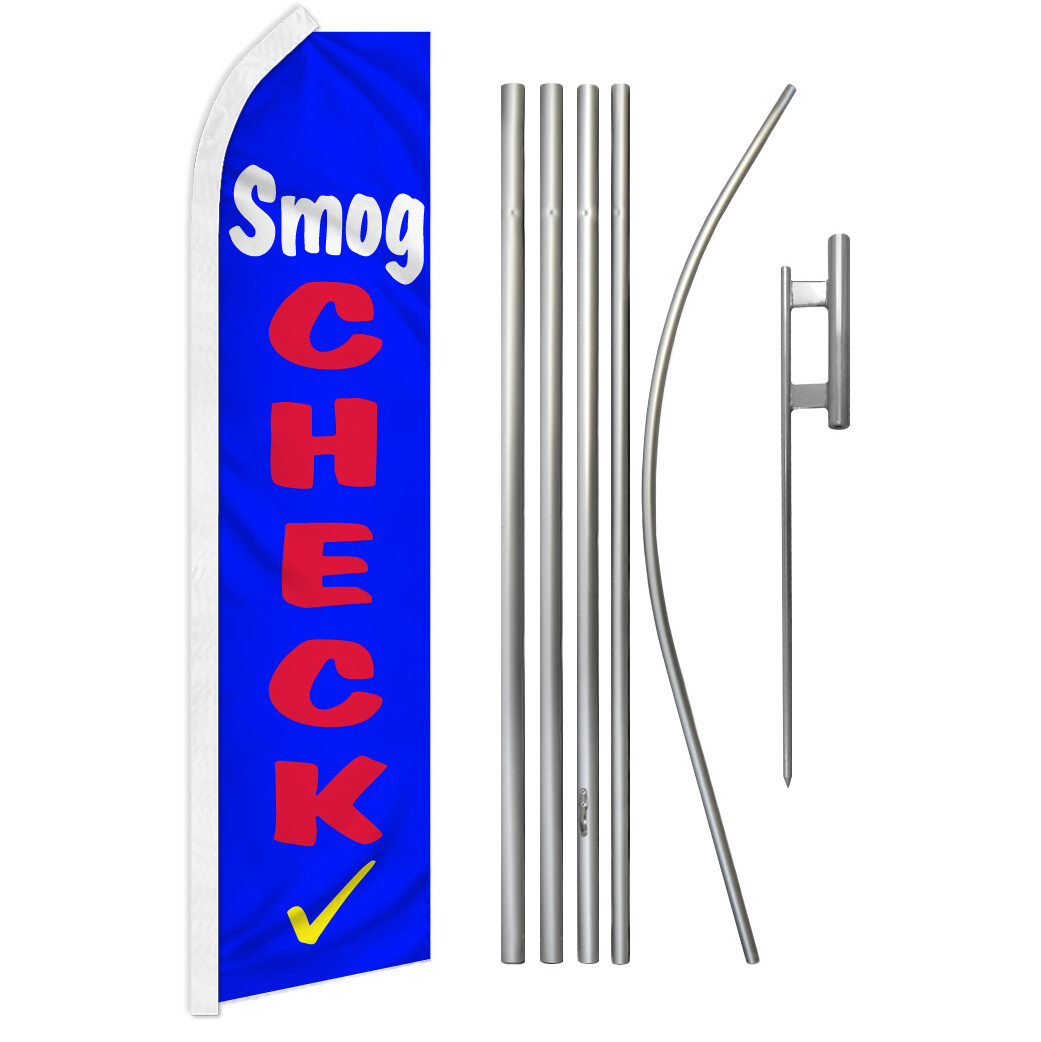 Smog Check Advertising Swooper Flutter Feather Flag Kit State Inspection Test