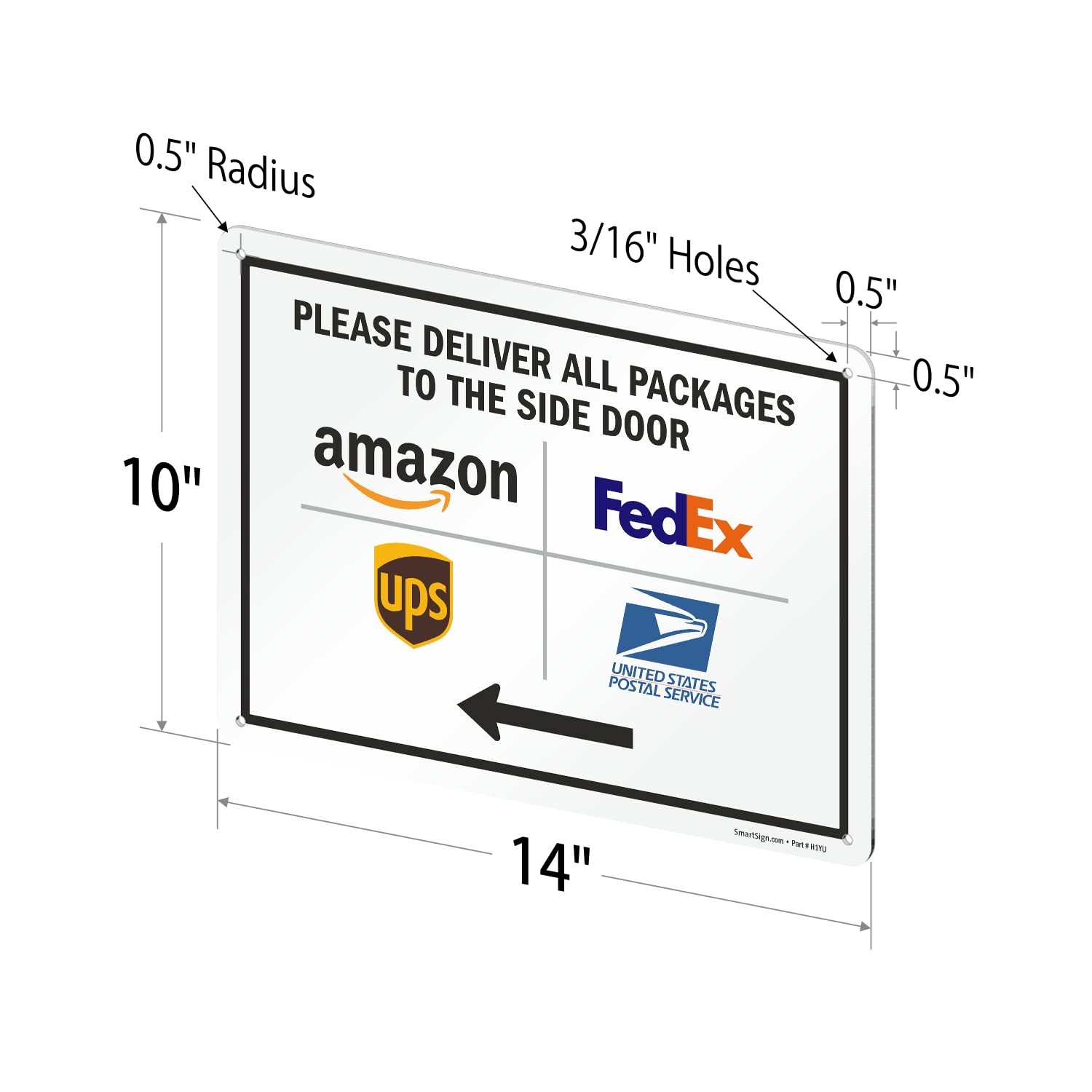 10 x 14 inch “Please Deliver All Packages to The Side Door” Metal Sign with L…