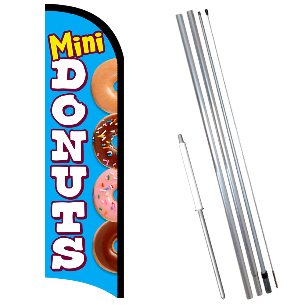 Mini Donuts Premium Windless Feather Flag Bundle OR Flag