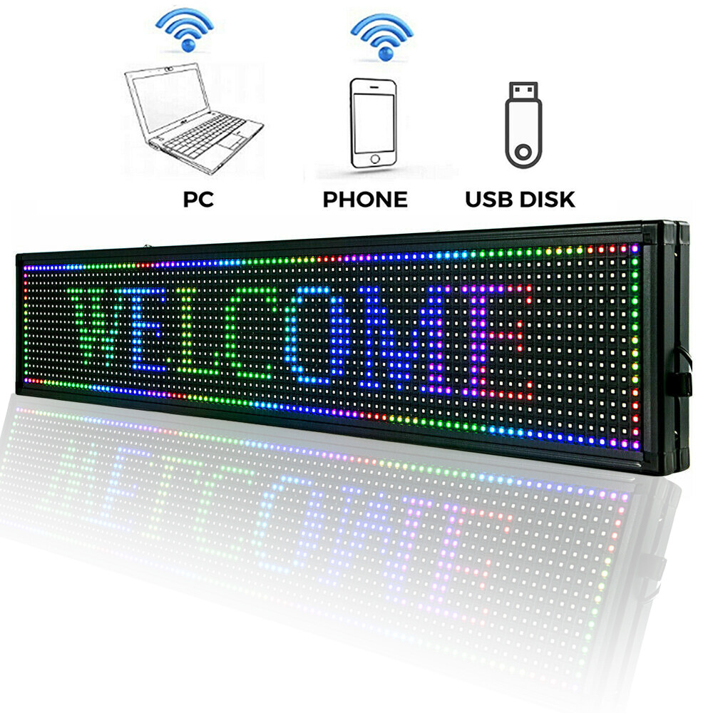 40″X15, 40″X8″ LED Sign Indoor Scrolling Message Board 3/7 Color Programmable US