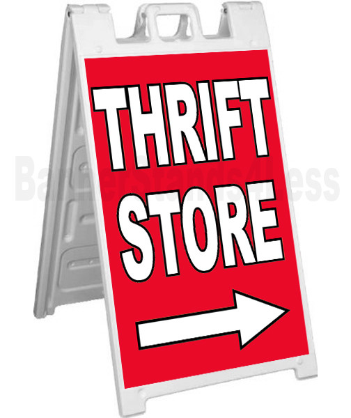 THRIFT STORE Sidewalk Sign A-Frame Signicade Banner Pavement Sign Board Stand